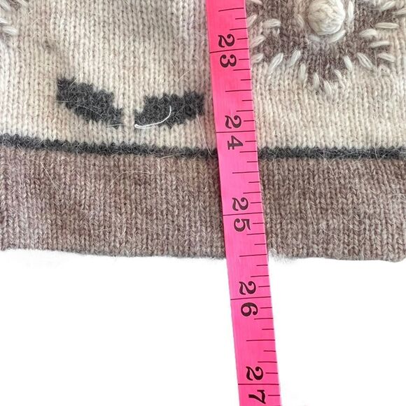 VTG Bauhinia Cowichan Angora Lambswool Blend Cardigan Sweater Neutral Taupe Crea - Picture 7 of 8